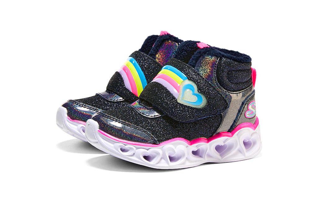 (TD) Skechers Heart Lights 'Black Pink' 302669N-NVPK