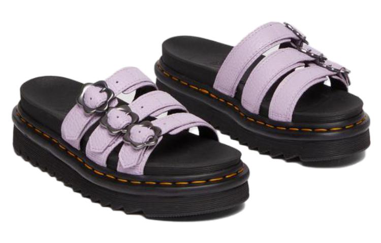 (WMNS) Dr.Martens Blaire Flower Buckle Milled Nappa Slide Sandals 'Lilac' 30710308