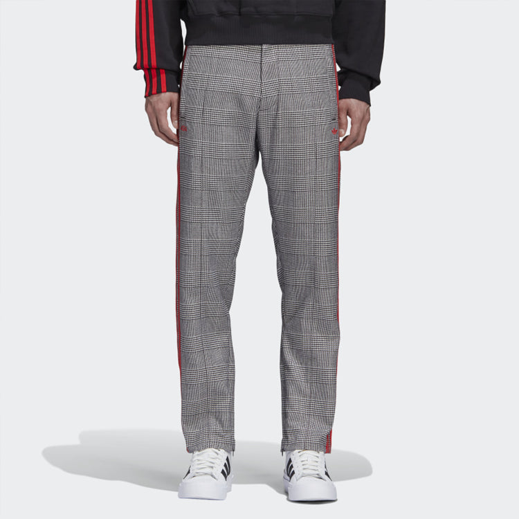 adidas originals x 424 Track Pants Crossover Retro Plaid Casual Long Pants Gray FU4177