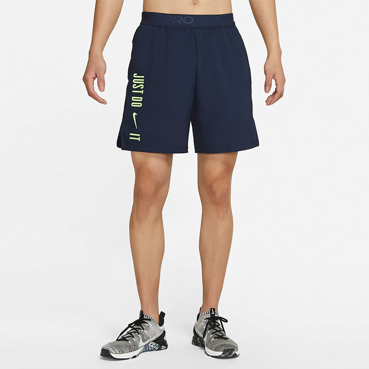 Nike Pro Dri-FIT Flex Vent Max Alphabet Printing Training Sports Shorts Obsidian Color Black DJ8999-453