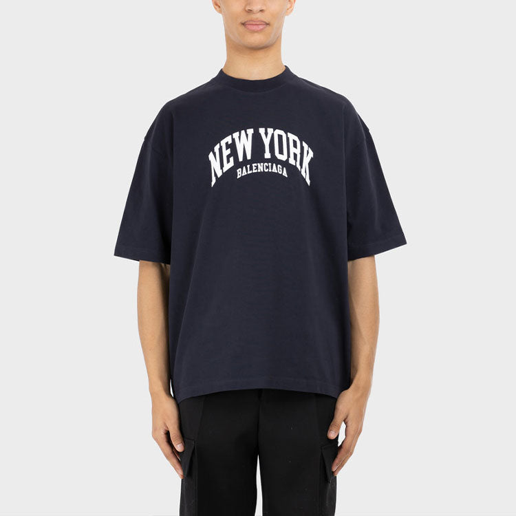 Balenciaga Cities New York T-Shirt Medium Fit 'Navy' 612966TLVM23967