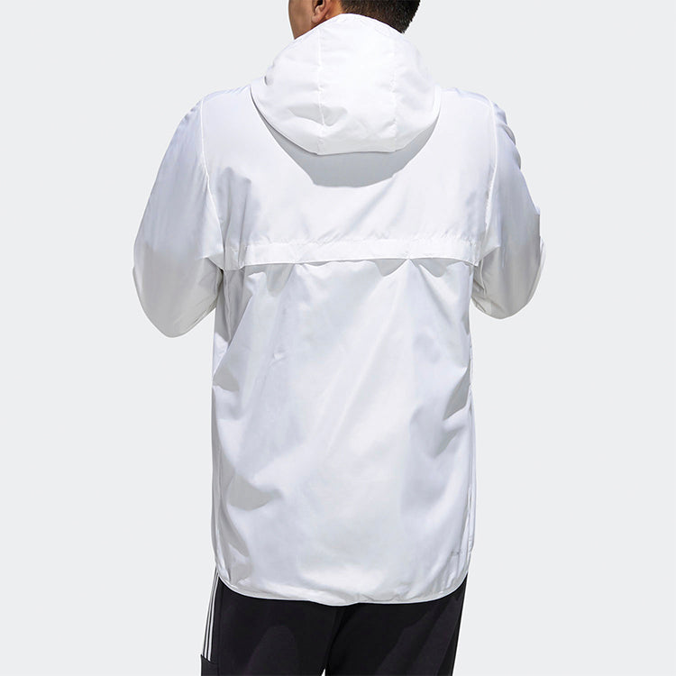 adidas logo Printing Casual hooded track Jacket White FL0175