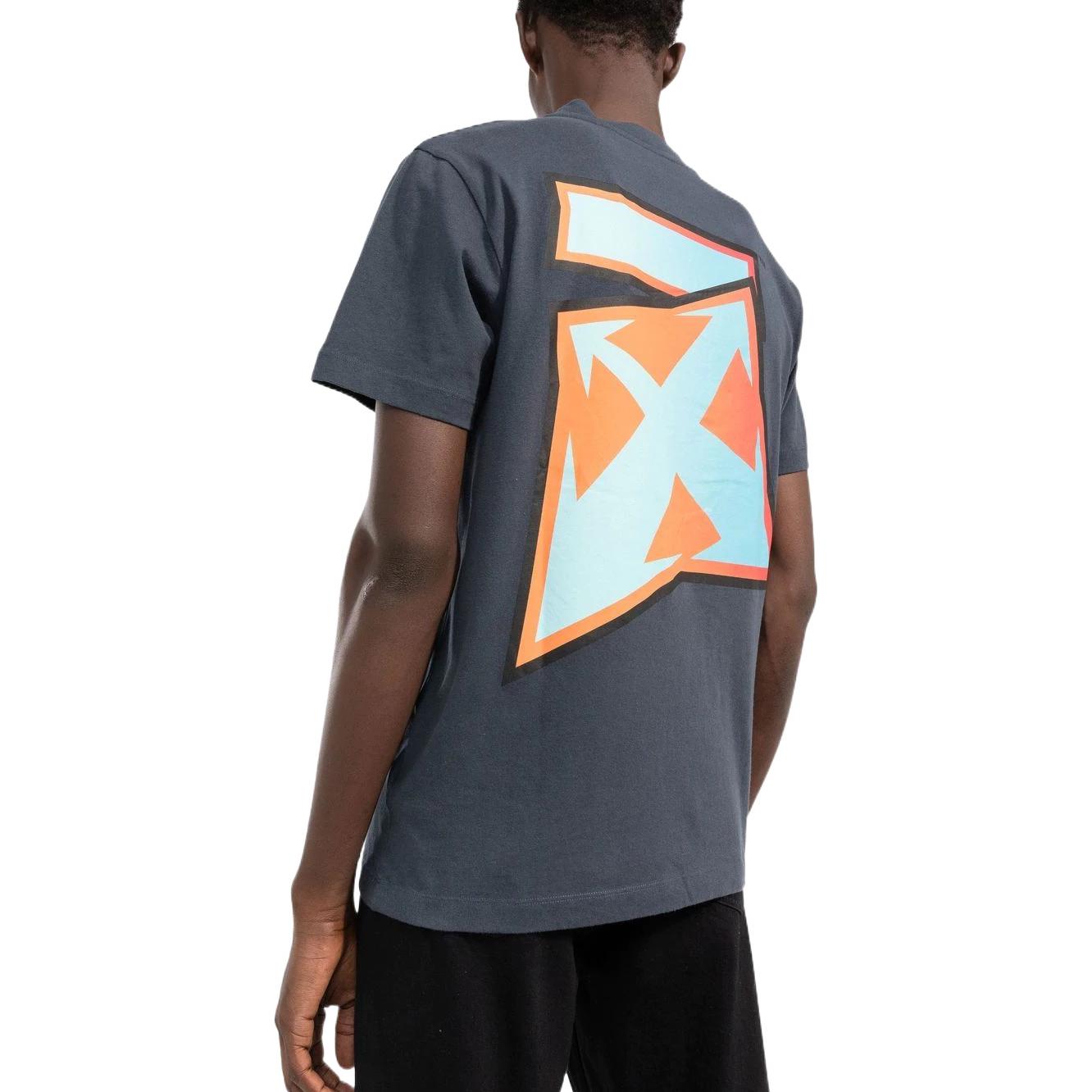 Men's Off-White SS22 Gradient Logo Printing Round Neck Short Sleeve Ordinary Version Gray T-Shirt OMAA027F22JER0074641