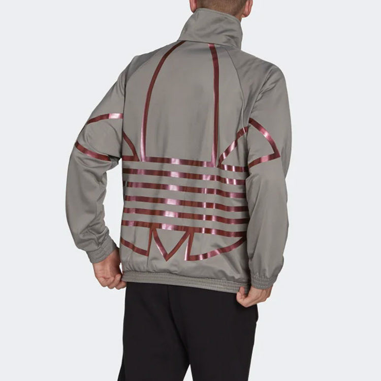 adidas originals Logo Printing Sports Stand Collar Jacket Gray FS7332