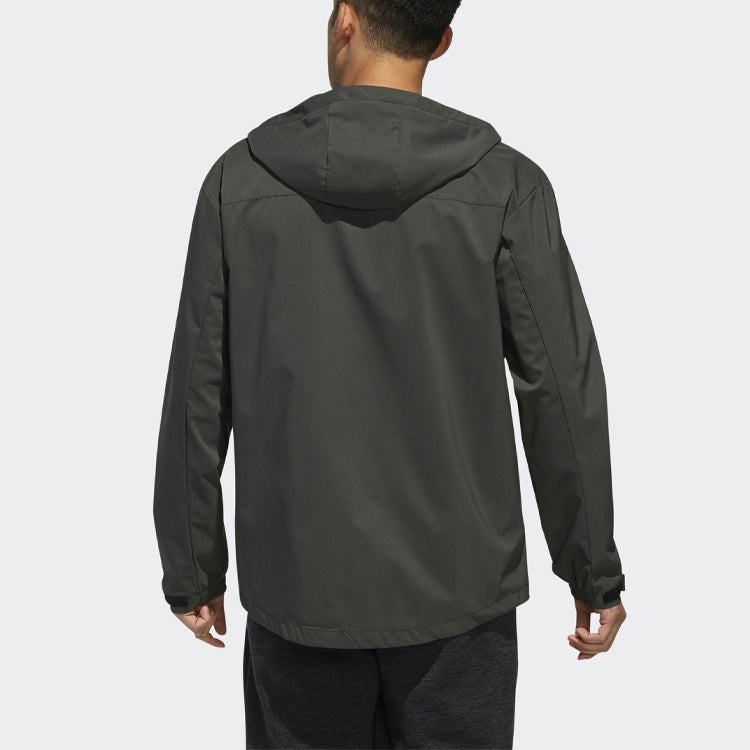 adidas Windproof Breathable Sports Hooded Jacket Brown EH3744