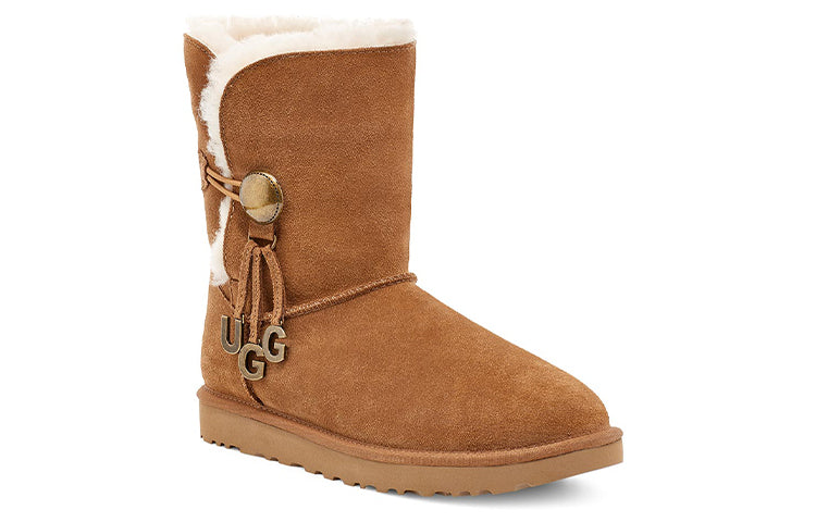 (WMNS) UGG Bailey Button UGG Charm Metallic Alphabet Version Fleece Lined Brown 1114970-CHE