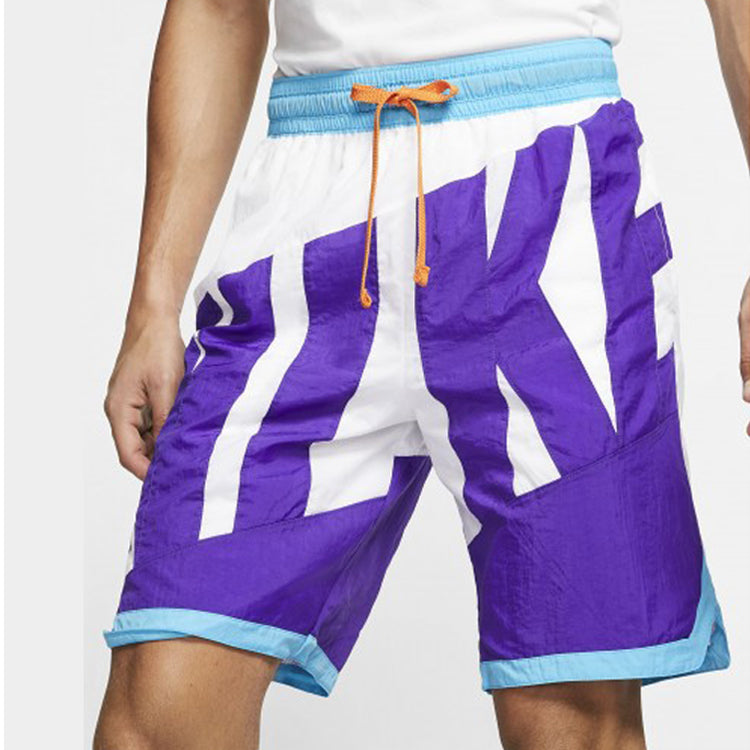 Nike DRI-FIT Throwback Large logo Drawstring Shorts Blue White Bluewhite AT3165-100