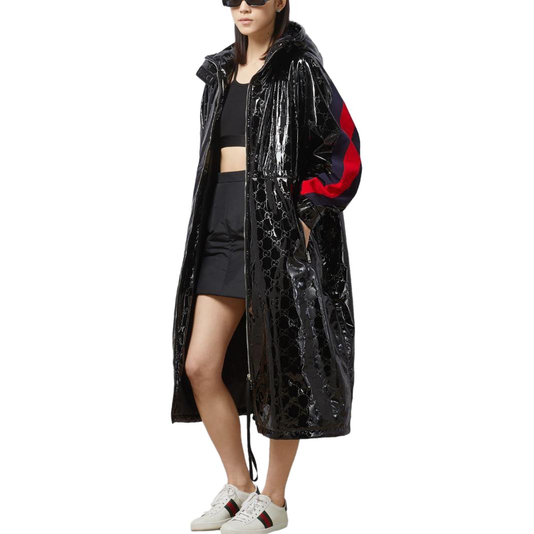 (WMNS) Gucci GG Lacquer Fabric Coat With Web 'Black' 771717-ZAPKY-1043