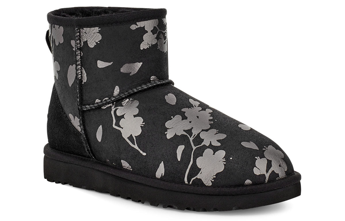 (WMNS) UGG Classic Mini Floral Foil Fleece Lined Black 1118163-BLK