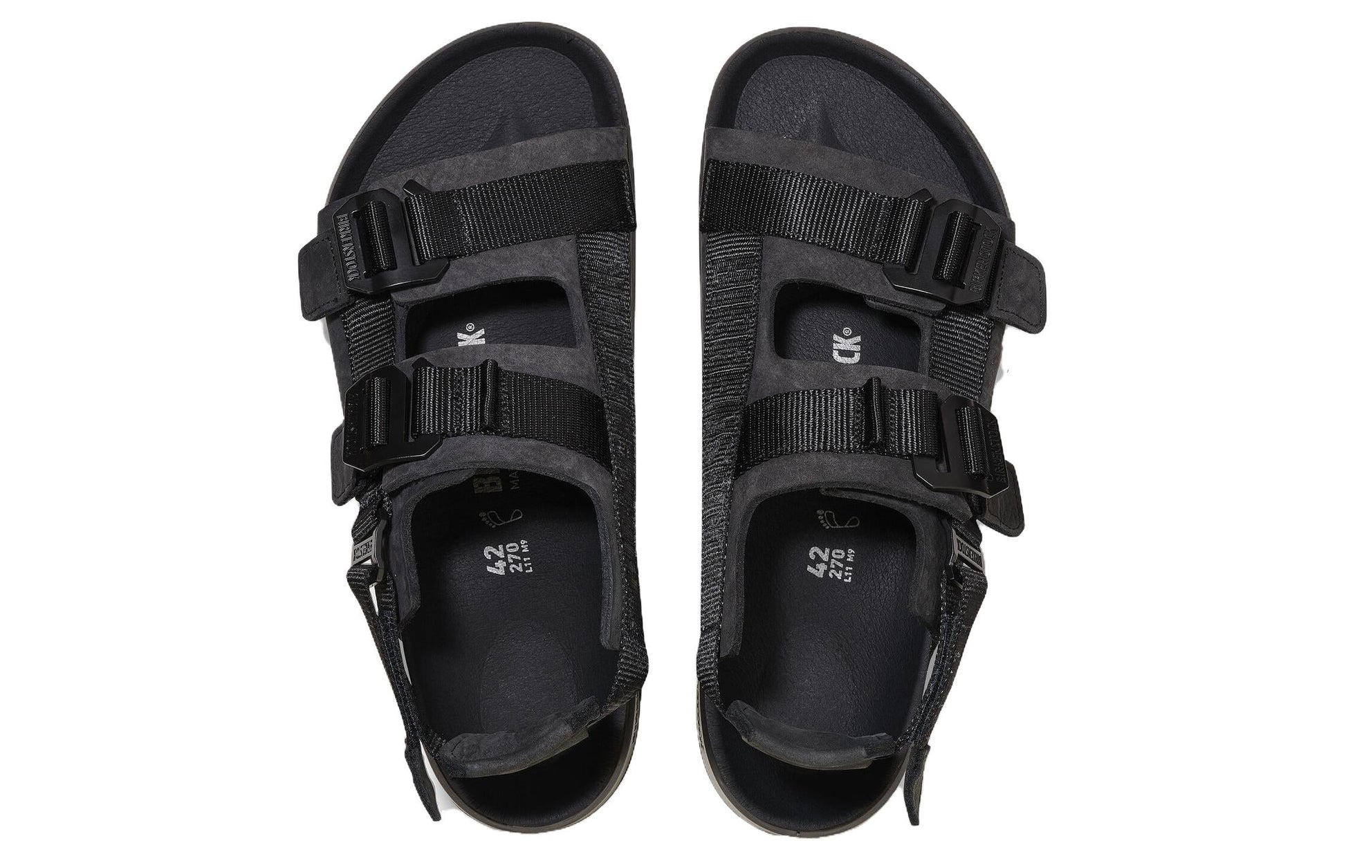 Birkenstock Shinjuku Natural Leather Textile Sandals 'Black' 1024599
