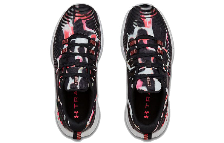 (WMNS) Under Armour Hovr Rise Printed Training Sports Shoes Black/Red 3022897-001