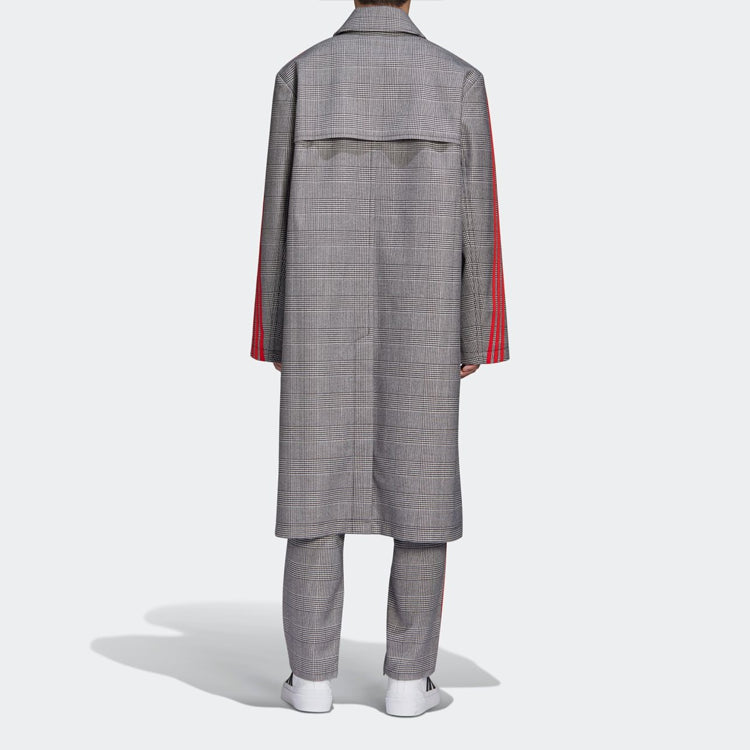 adidas originals x 424 Trench Coat Crossover Gray Plaid Long Windbreaker Gray FS6235