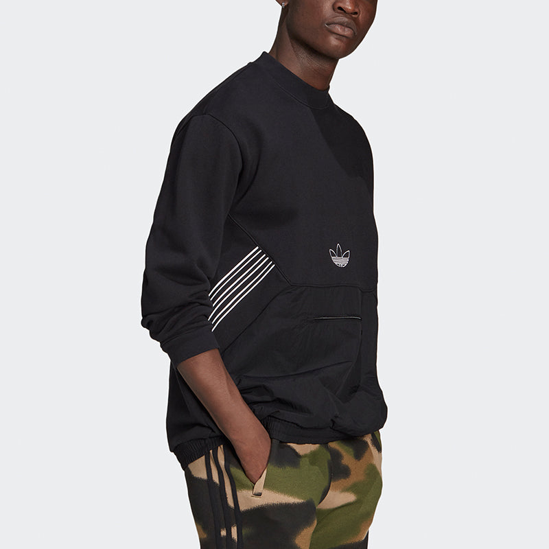 adidas originals Sprt Arc Crew Casual Sports Round Neck Long Sleeves Black GN2464