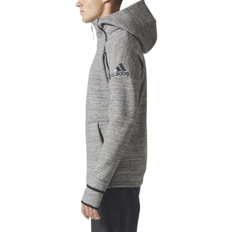 adidas Hooded Sports Knit Jacket Men's Grey CG1484