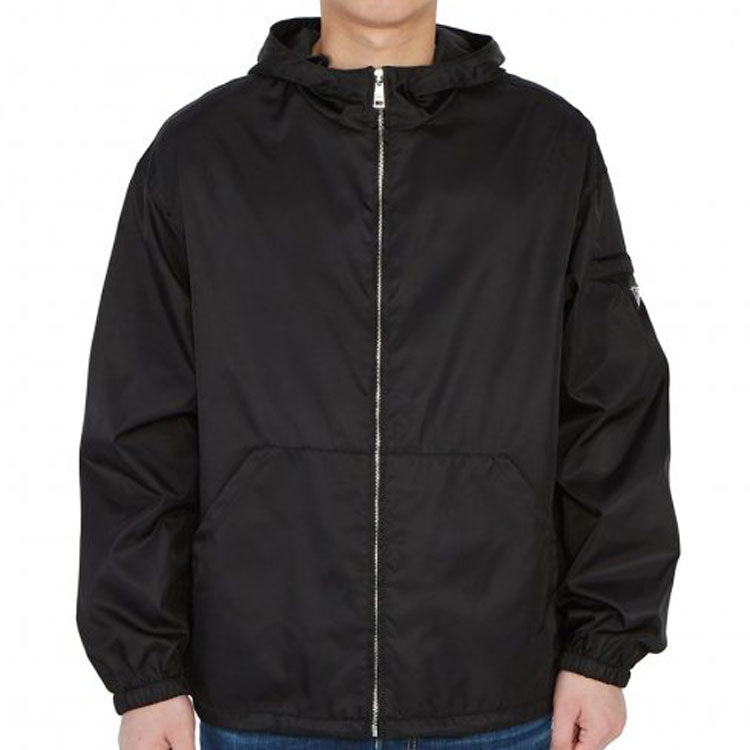 Men's PRADA SS21 Zipper Hooded Jacket Black SGB481-1WQ8-F0002