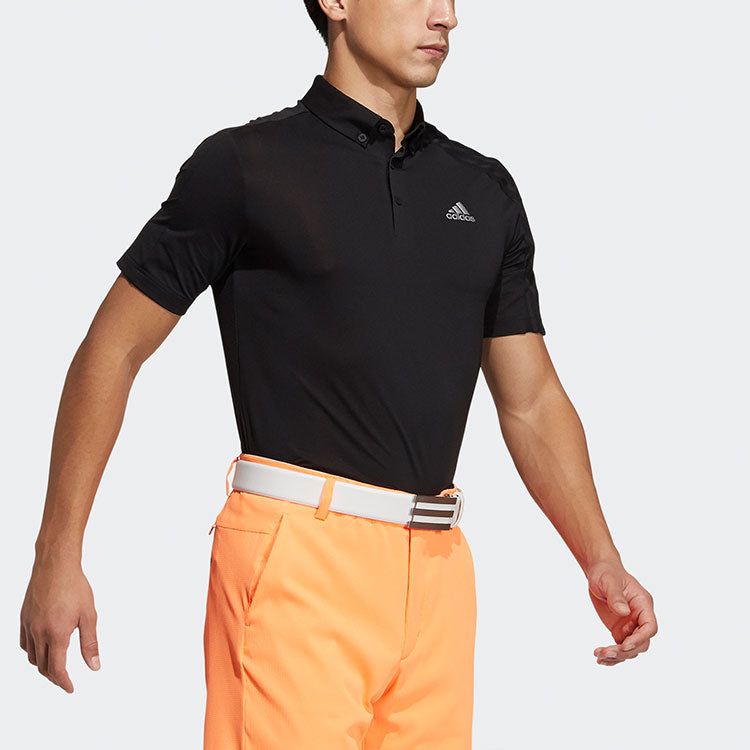 adidas Golf Sports Solid Color Short Sleeve Polo Shirt Black GM3617