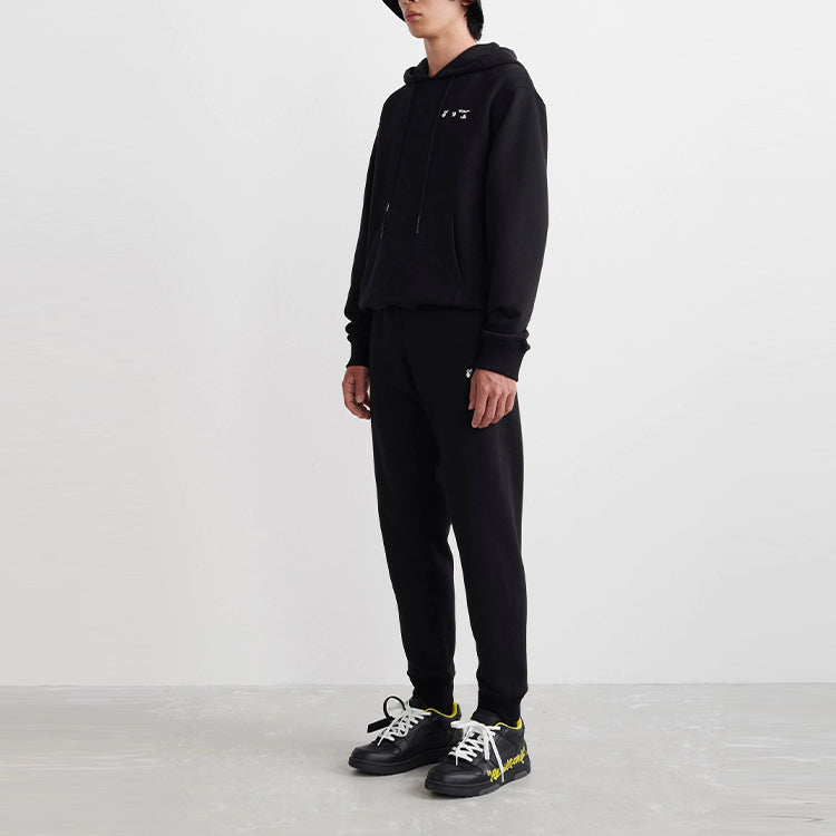 Off-White SS22 Logo Sports Long Pants Ordinary Version Black OMCH033C99FLE0011001