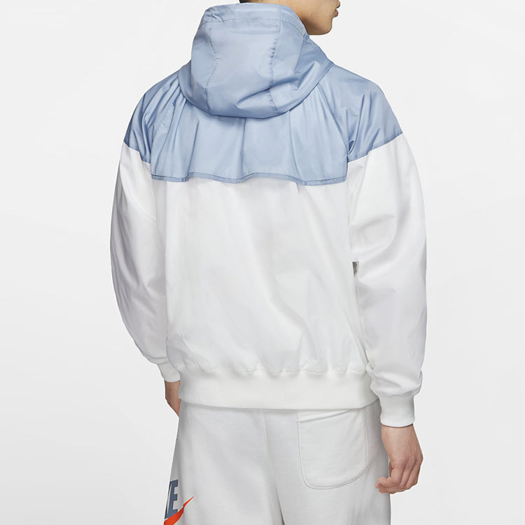 Nike Splicing Woven Hooded Jacket White Blue Splicing AR2192-105