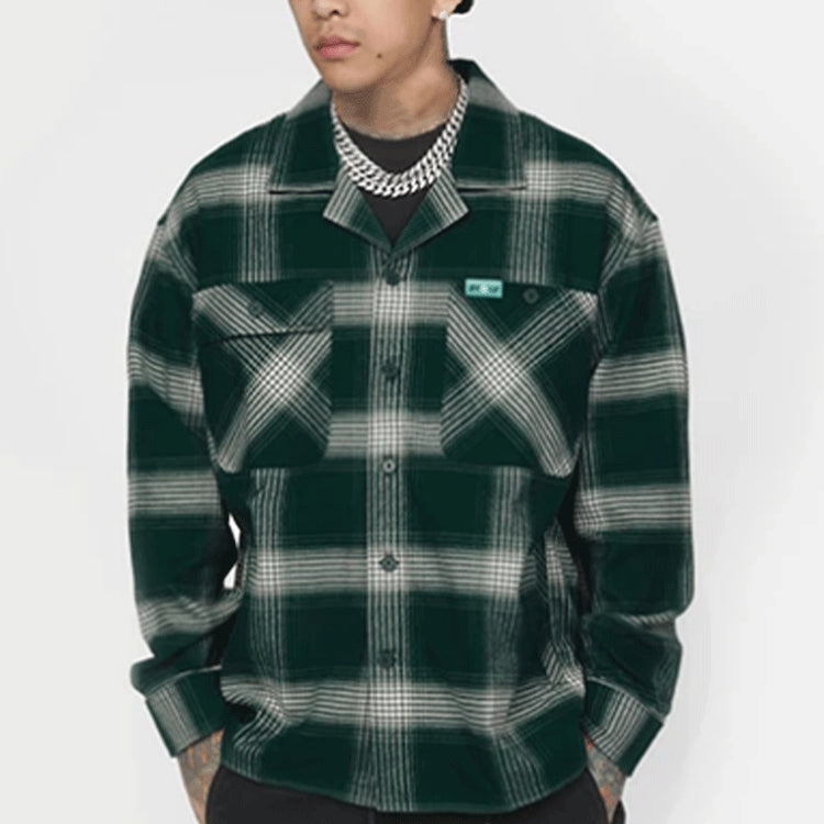 Li-Ning BADFIVE Sports Basketball Series Plaid Loose Casual Long Sleeves Shirt 'Dark Green' ASHR195-1