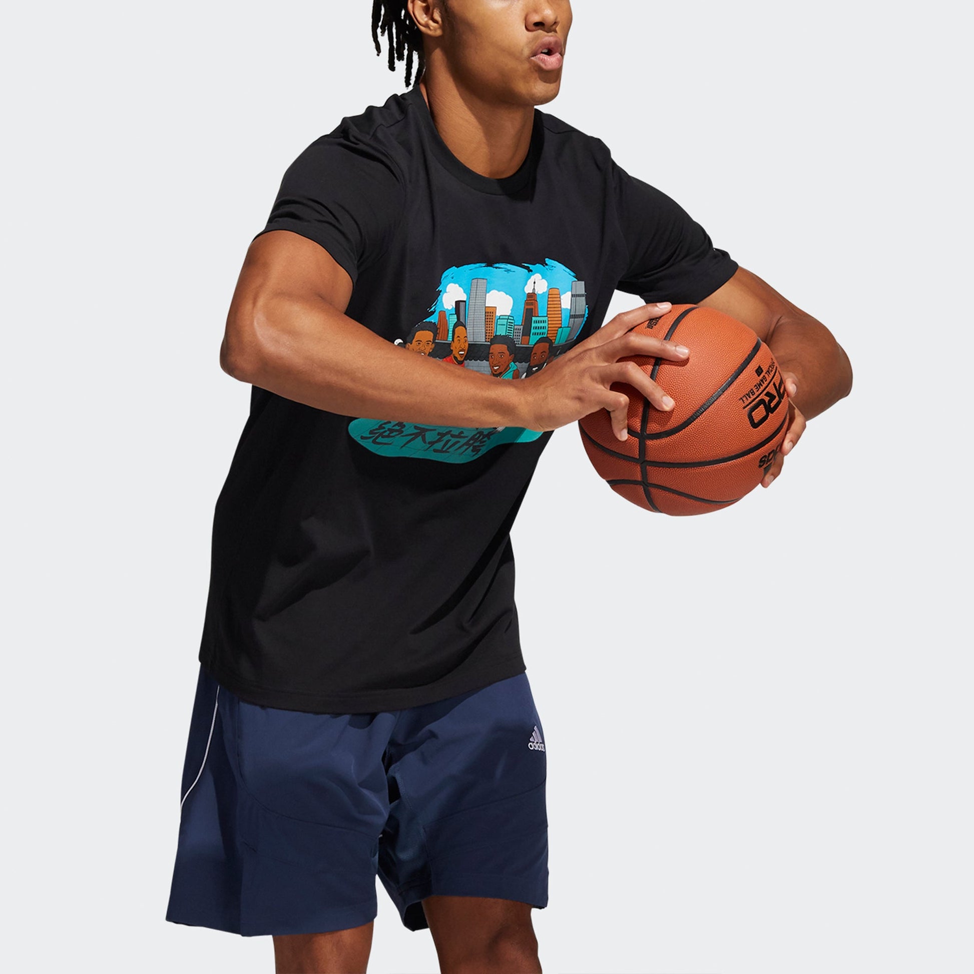 adidas China S2 Tee Casual Basketball Sports Breathable Short Sleeve Black HB6166