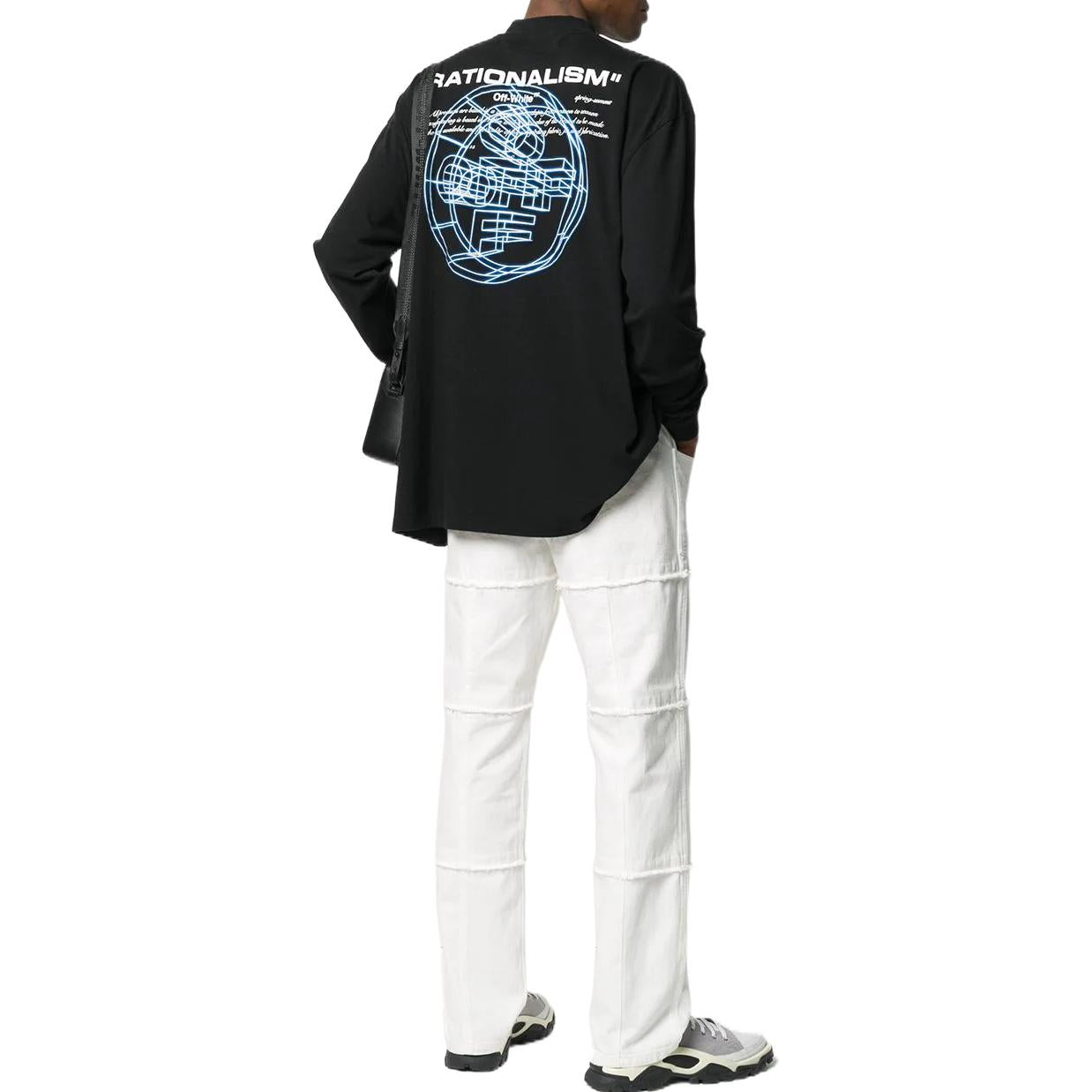 Men's Off-White Alphabet 3D Pattern Printing Long Sleeves Black T-Shirt OMAB032R201850031088