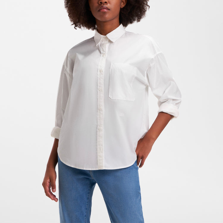 Levis Easy Wave Series Lapel Pure Cotton Long-Sleeved Shirt White 22648-0001