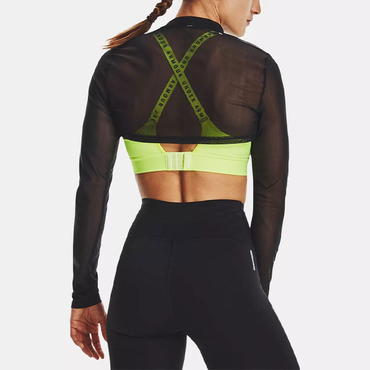(WMNS) Under Armour Crop High Neck Long Sleeve Top Black 1365997-001
