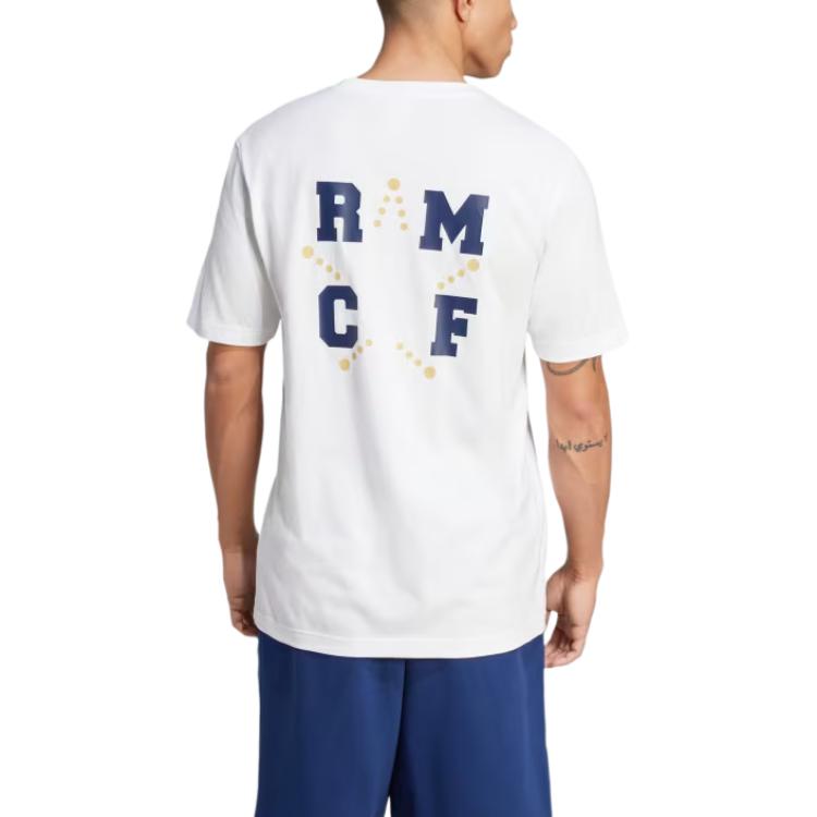 adidas Real Madrid VRCT T-Shirt Asia Sizing 'White Navy' JL6116