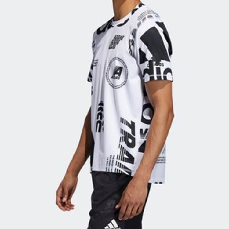 adidas FreeLift Daily Print Tee 'White Black' DX9513