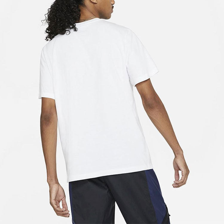 Nike Athleisure Casual Sports Printing Logo Round Neck Short Sleeve White DB6470-100