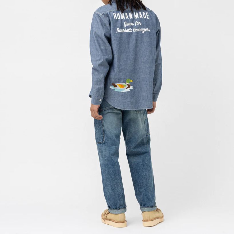 HUMAN MADE Chambray Long Sleeve Shirt 'Blue' HM25SH002