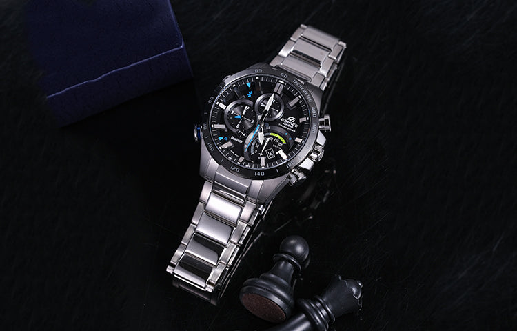 CASIO EDIFICE Quartz Waterproof Solar Powered Stainless Steel Strap Mens Black Analog EQB-501XYDB-1AMPR