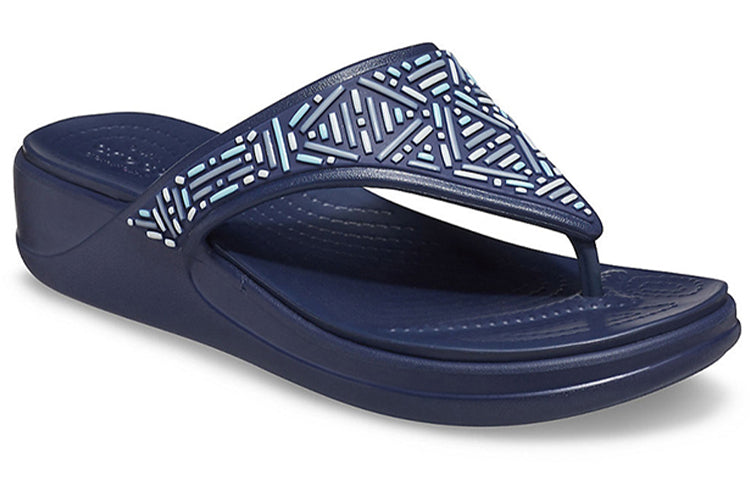 (WMNS) Crocs Monterey Beaded Flip-Flops Deep Blue 206851-410