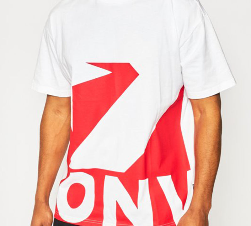Men's Converse Contrasting Colors Printing Sports Short Sleeve Red T-Shirt 10018381-A02