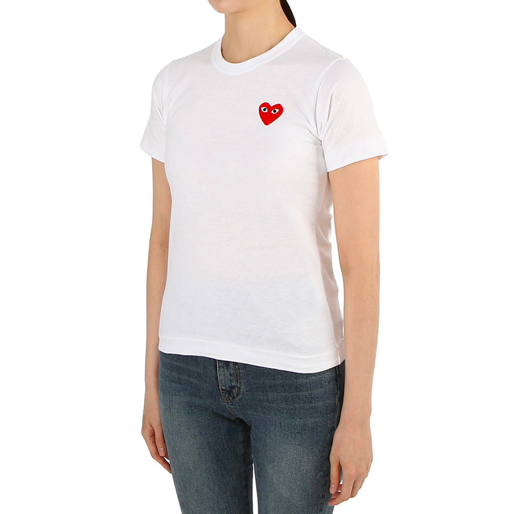 (WMNS) COMME des GARCONS PLAY CDG Play Chest Logo Tee 'White Red' AZ-T107-051-2