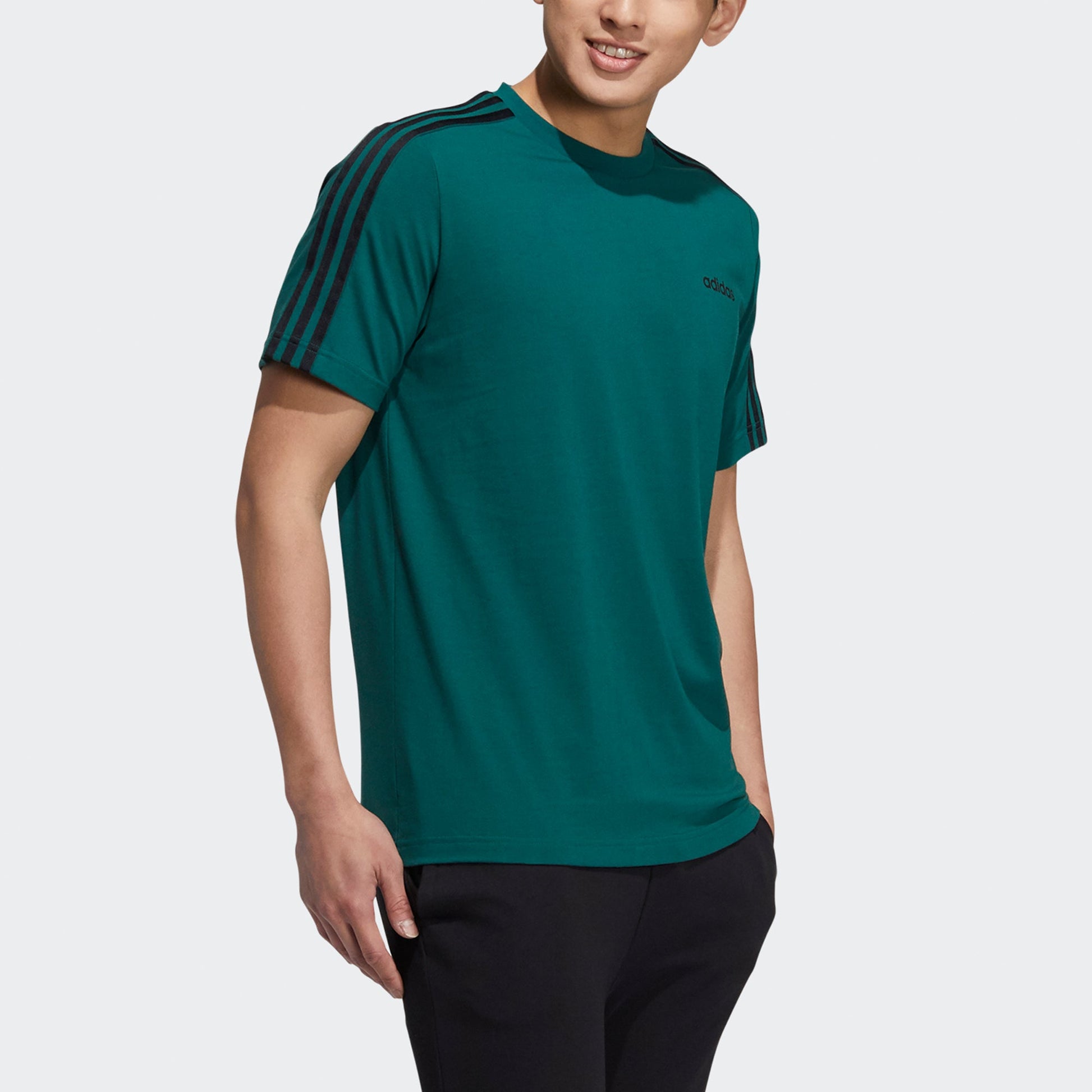 adidas neo M Ce 3s Tee Stripe Logo Sports Round Neck Short Sleeve Green HC9950
