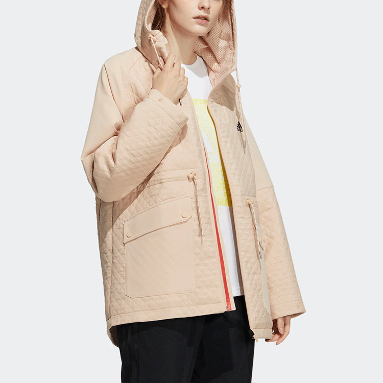 (WMNS) adidas Logo Hooded Jacket Red Pink H07386