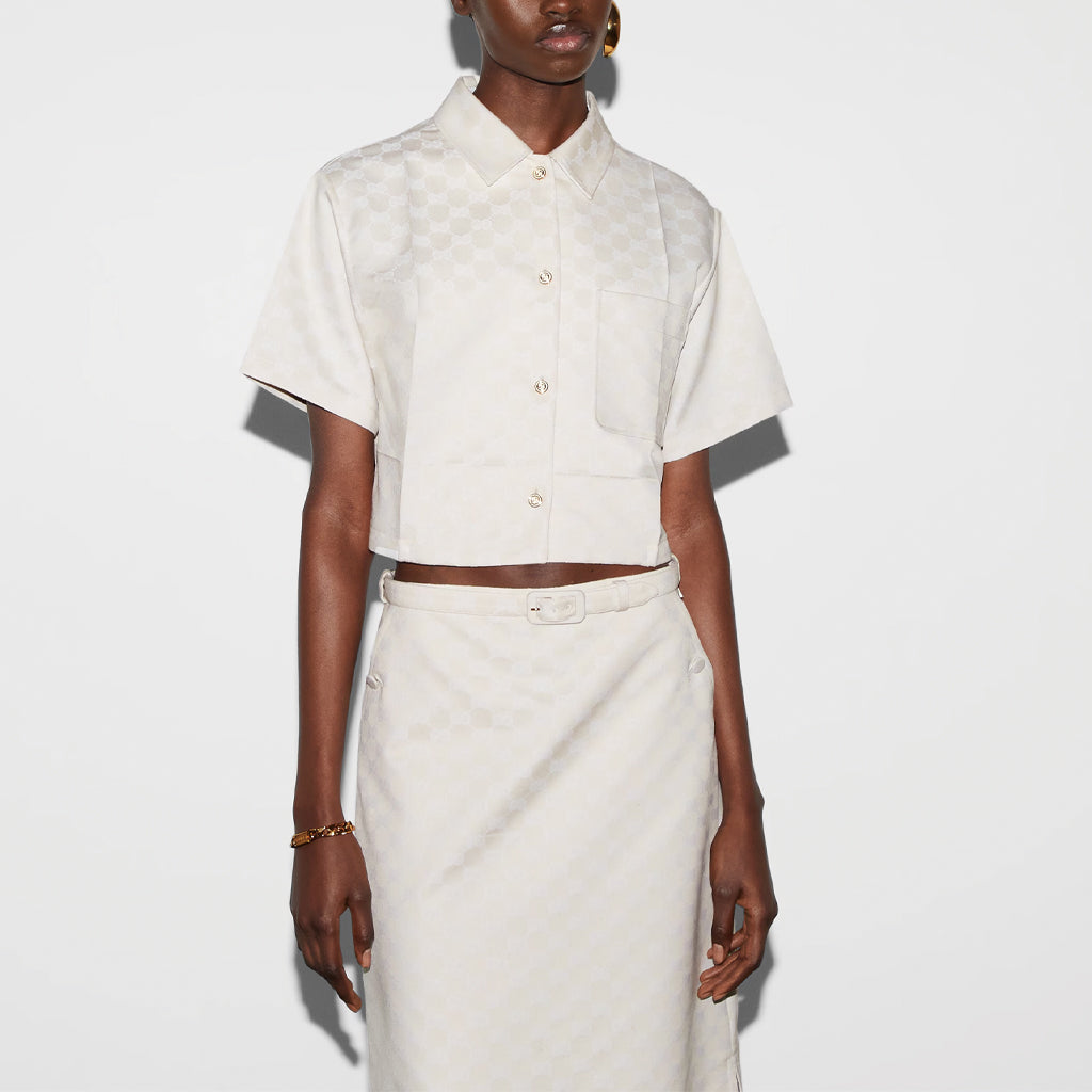 (WMNS) Gucci GG Cotton Gabardine Shirt 'Light Beige' 784901-ZAQUK-2312