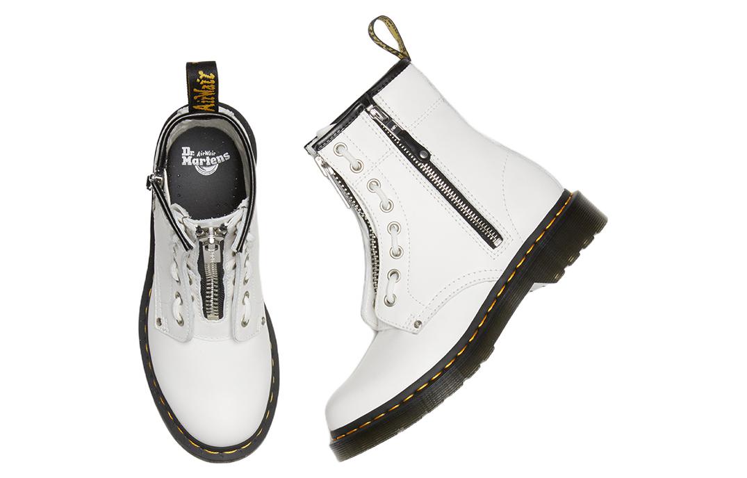 (WMNS) Dr. Martens 1460 Double Zip Leather Lace Up Boots 'White' 27624100
