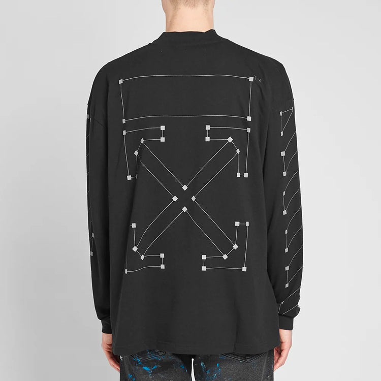 Off-White Cotton High Collar Long Sleeves Black OMAB031E191850011091
