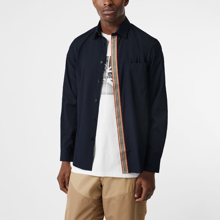 Burberry Stripe Stretch Cotton Shirt Male Blue 80172391