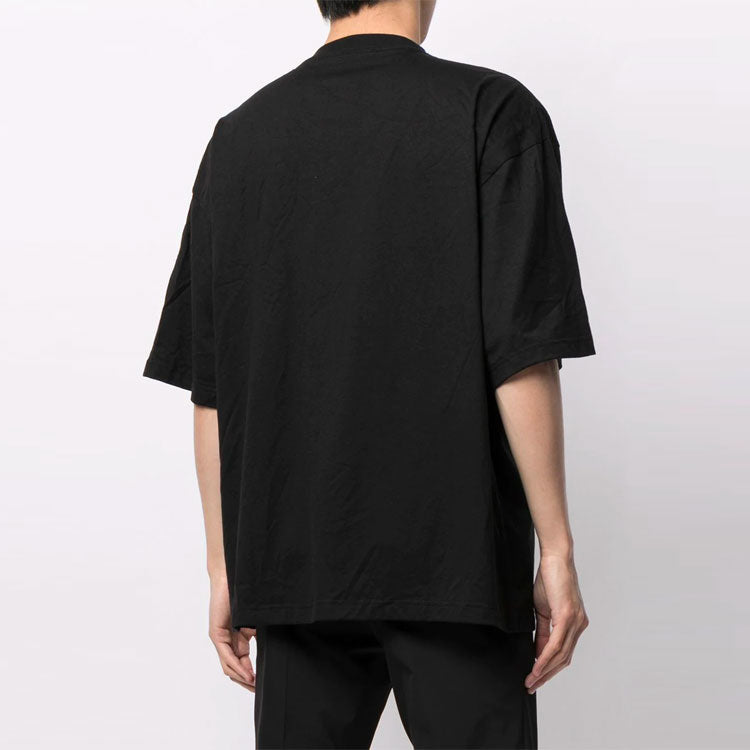 Men's Balenciaga SS21 Casual Printing Large Short Sleeve Black 641614TJV801070