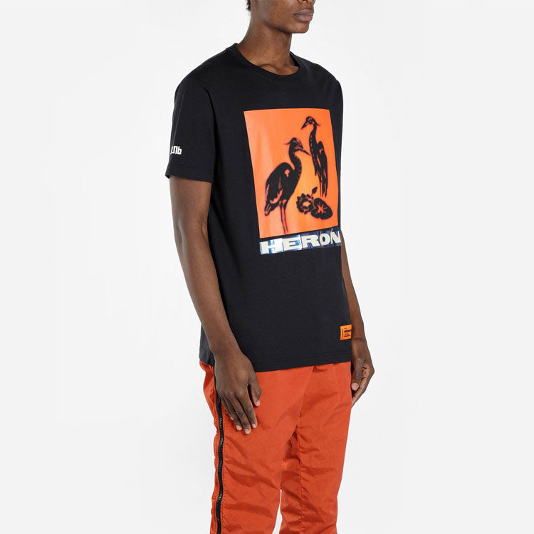 Men's HERON PRESTON Pattern Short Sleeve Black HMAA004F197600030488