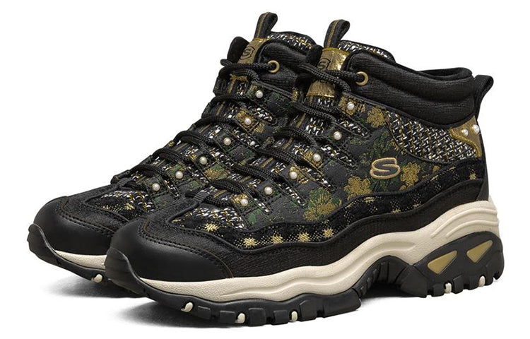 (WMNS) Skechers Energy High-Top Running Shoes Black/Gold 149482-BKGD