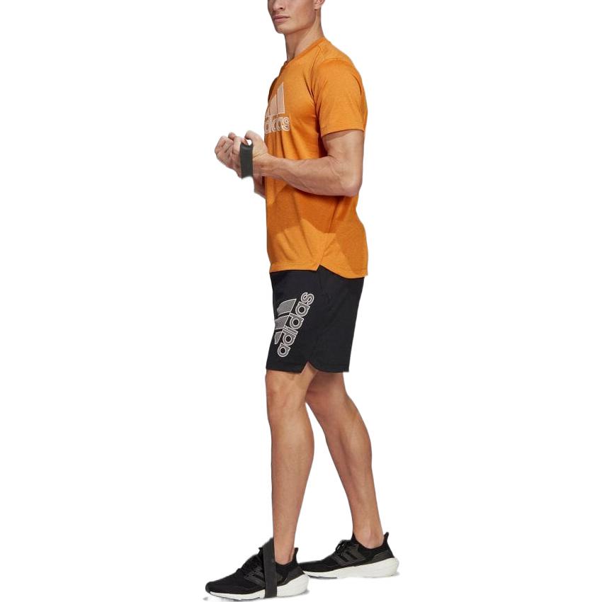 Men's adidas Alphabet Logo Printing Drawstring Lacing Straight Shorts Japanese Version Black HD9466