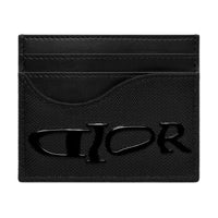DIOR Saddle Nylon With Leather Saddle Card Holder Men's Black