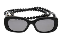 CHANEL Rectangular Sunglasses Women's Black