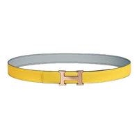 HERMES Calfskin Leather Belts Women's Yellow Width 2.4CM