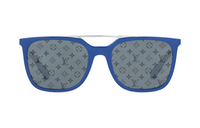 LOUIS VUITTON Plate And Metal Irregular Shape Sunglasses Men's Blue