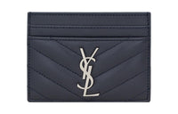 SAINT LAURENT CASSANDRE Lambskin Card Holder Regular Women's Steel Blue